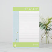 Blume in Green To Do List Briefpapier (Stehend Vorderseite)