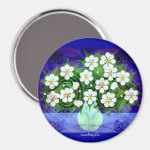 Blume in grüner Vase um Mitternacht Magnet (Vorderseite/Rückseite)