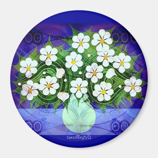 Blume in grüner Vase um Mitternacht Magnet (Vorne)