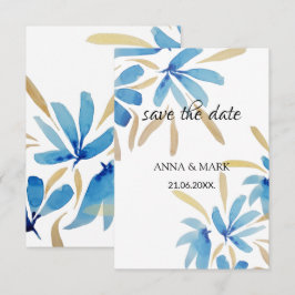Blume in hellblau und goldfarben