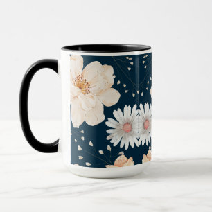 Blume in hellen Farben mit dunklem Ozeanhintergrun Tasse