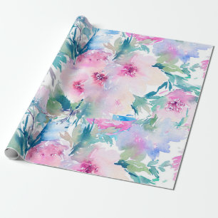 Blume in hellrosa und blauen Farben Geschenkpapier
