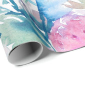 Blume in hellrosa und blauen Farben Geschenkpapier (Rolleneckpunkt)