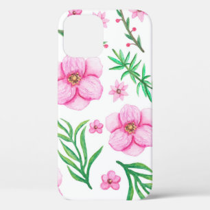 Blume in hellrosa Wasserfarbe, kleine Berries und Case-Mate iPhone Hülle