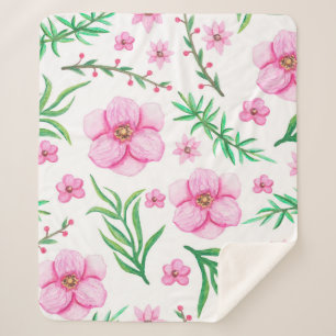 Blume in hellrosa Wasserfarbe, kleine Berries und Sherpadecke