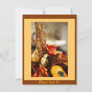 Blume in Herbstfarben - Einladung