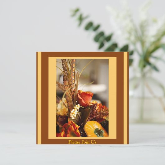 Blume in Herbstfarben - Einladung (Stehend Vorderseite)