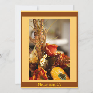 Blume in Herbstfarben - Einladung