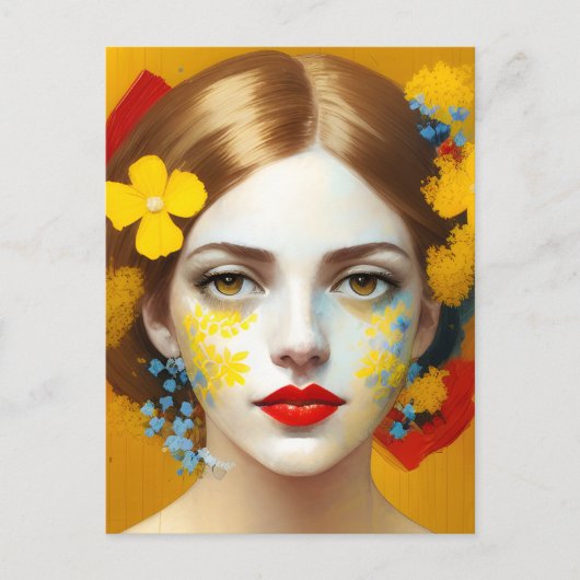 Blume in ihrem Haar Postkarte (Vorderseite)