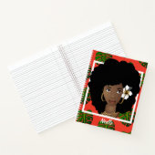 Blume in ihrem Haar, tropisches Rot-Notebook Notizblock (Innenseite)