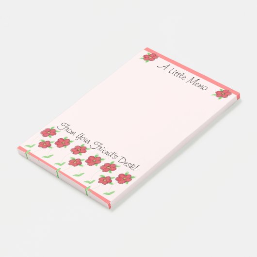 Blume in Korallen Post-it Klebezettel (angewinkelt)