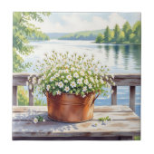 Blume in Kupfer-Topf am Lakehouse Deck Fliese (Vorderseite)
