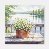 Blume in Kupfer-Topf am Lakehouse Deck Magnet (Vorne)