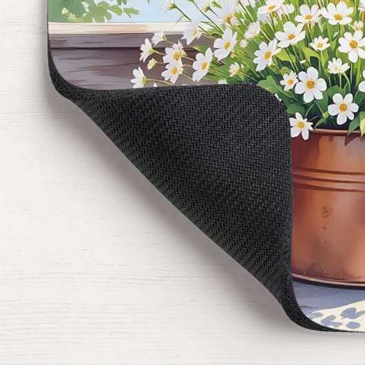 Blume in Kupfer-Topf am Lakehouse Deck Mousepad (Ecke)