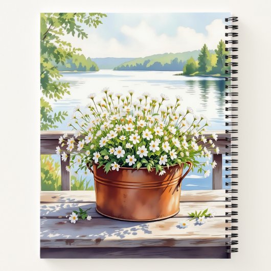 Blume in Kupfer-Topf am Lakehouse Deck Notizblock (Rückseite)