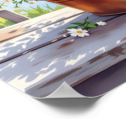 Blume in Kupfer-Topf am Lakehouse Deck Poster (Ecke)