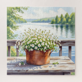 Blume in Kupfer-Topf am Lakehouse Deck Puzzle