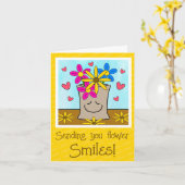 Blume in Lächeln Lebensmitteltaschen denken Sie an Karte (Gelbe Blume)