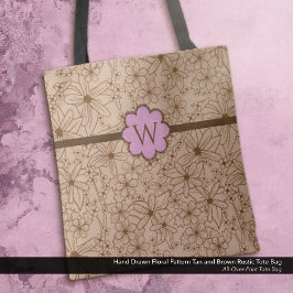 Blume in Ländern: Mit Monogramm Tan- und Rosa Tasche