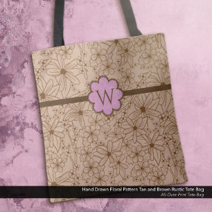 Blume in Ländern: Mit Monogramm Tan- und Rosa Tasche