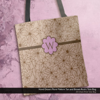 Blume in Ländern: Mit Monogramm Tan- und Rosa Tasche