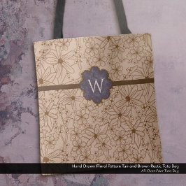 Blume in Ländern: Tan und Lila Mit Monogramm Tasche