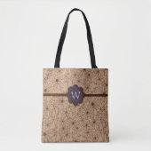 Blume in Ländern: Tan und Lila Mit Monogramm Tasche (Vorderseite)