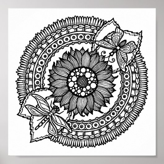 Blume in Mandala 2 Poster (Vorne)