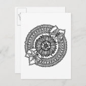 Blume in Mandala Postkarte (Vorne/Hinten)