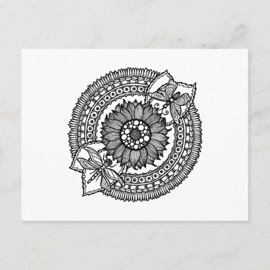 Blume in Mandala Postkarte (Vorderseite)