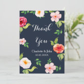 Blume in Marine und Silber Einladung (Stehend Vorderseite)