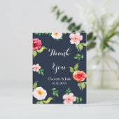 Blume in Marine und Silber Postkarte (Stehend Vorderseite)