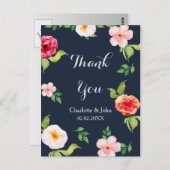 Blume in Marine und Silber Postkarte (Vorne/Hinten)