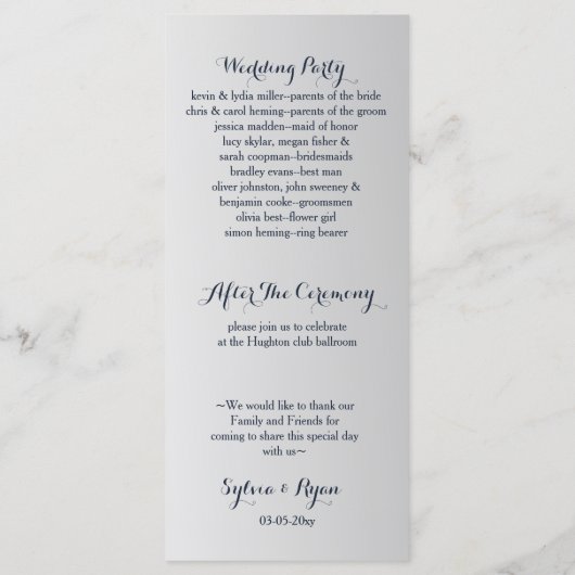 Blume in Marine und Silber Programm (Rückseite)