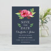 Blume in Marine und Silber Save The Date (Stehend Vorderseite)