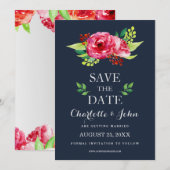 Blume in Marine und Silber Save The Date (Vorne/Hinten)