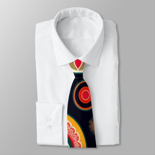 Blume in Melon Red Psychedelic Pattern Krawatte (Gebunden)