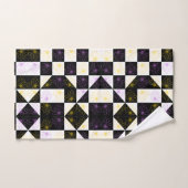 Blume in monochromen ästhetischen Schachbrettern Badhandtuch Set (Handtuch)