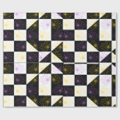 Blume in monochromen ästhetischen Schachbrettern Geschenkpapier (Flach)