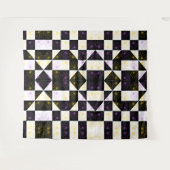 Blume in monochromen ästhetischen Schachbrettern Wandteppich (Vorderseite (Horizontal))