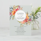 Blume in Monogramm Einladung (Stehend Vorderseite)