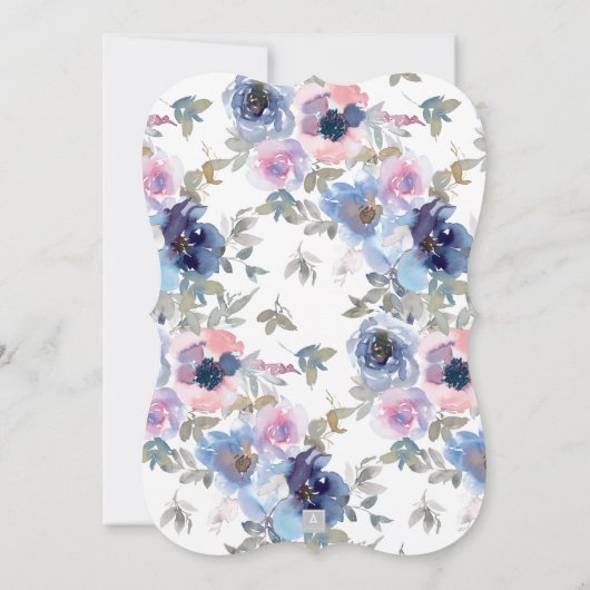 Blume in Navy & Blush Wasserfarbe Einladung Hochze (Rückseite)