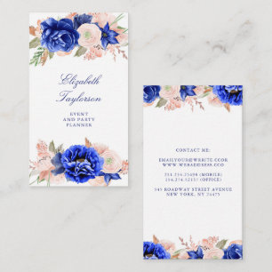 Blume in Navy und Pink Watercolor Elegant Moderne Visitenkarte