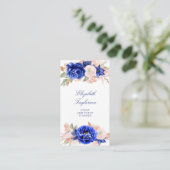 Blume in Navy und Pink Watercolor Elegant Moderne Visitenkarte (Stehend Vorderseite)