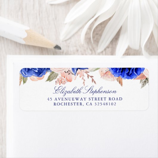 Blume in Navy und Rosa Wasserfarbe Elegant (Insitu)