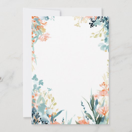 Blume in neutralen Pastelltönen Einladung (Rückseite)