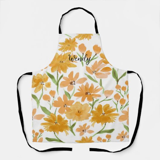 Blume in Orange & Green Personalisiert Schürze (Vorderseite)
