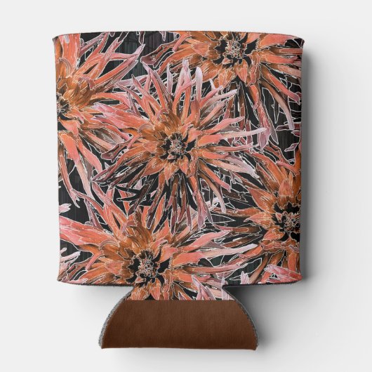 Blume in Orange und Braun. Dosenkühler (Rückseite)