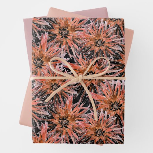 Blume in Orange und Braun. Geschenkpapier Set (Beispiel)