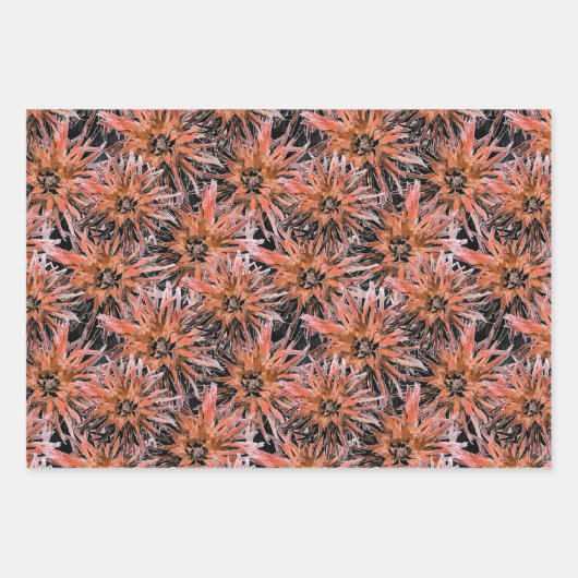 Blume in Orange und Braun. Geschenkpapier Set (Vorderseite)